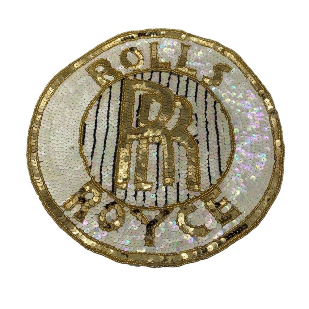 Vintage Sequins XL Rolls Royce Sew On Patch 12"